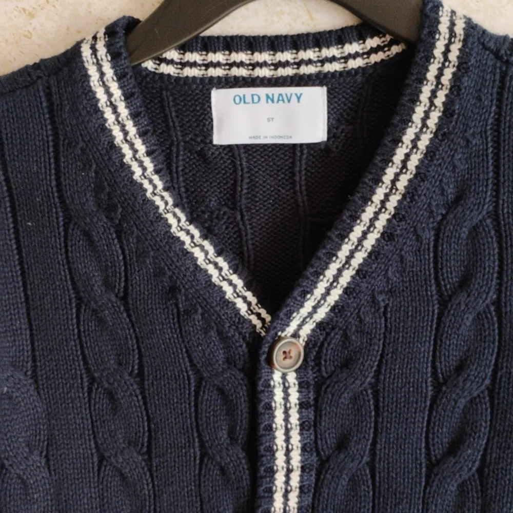 Old Navy Kids Blue And White Button Down/Cardigan Sweater/ School Uniform /5T